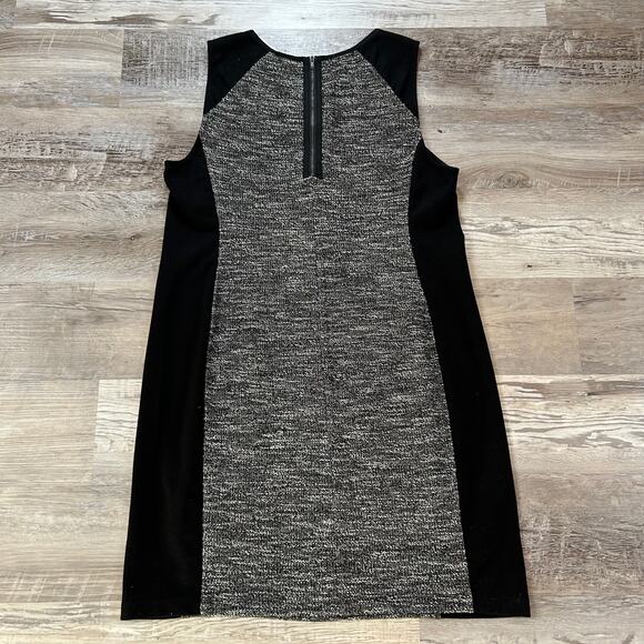 Eileen Fisher Sleeveless Tweed Knit Colorblock Dress Black L Minimalist Workwear - Picture 3 of 7